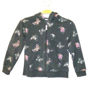 Cat & Jack Girls Grey Zip Up Hooded Butterfly Sweatshirt Size Small (6-7)